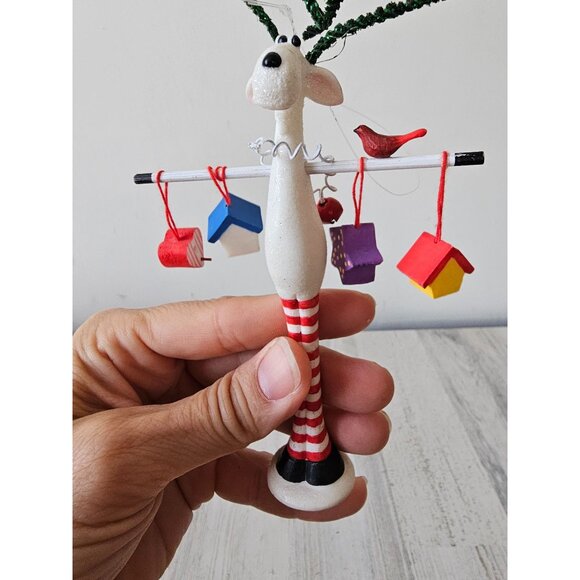 Glitter reindeer birdhouse ornament cardinal Bell Xmas tree sparkle deer - Picture 7 of 8